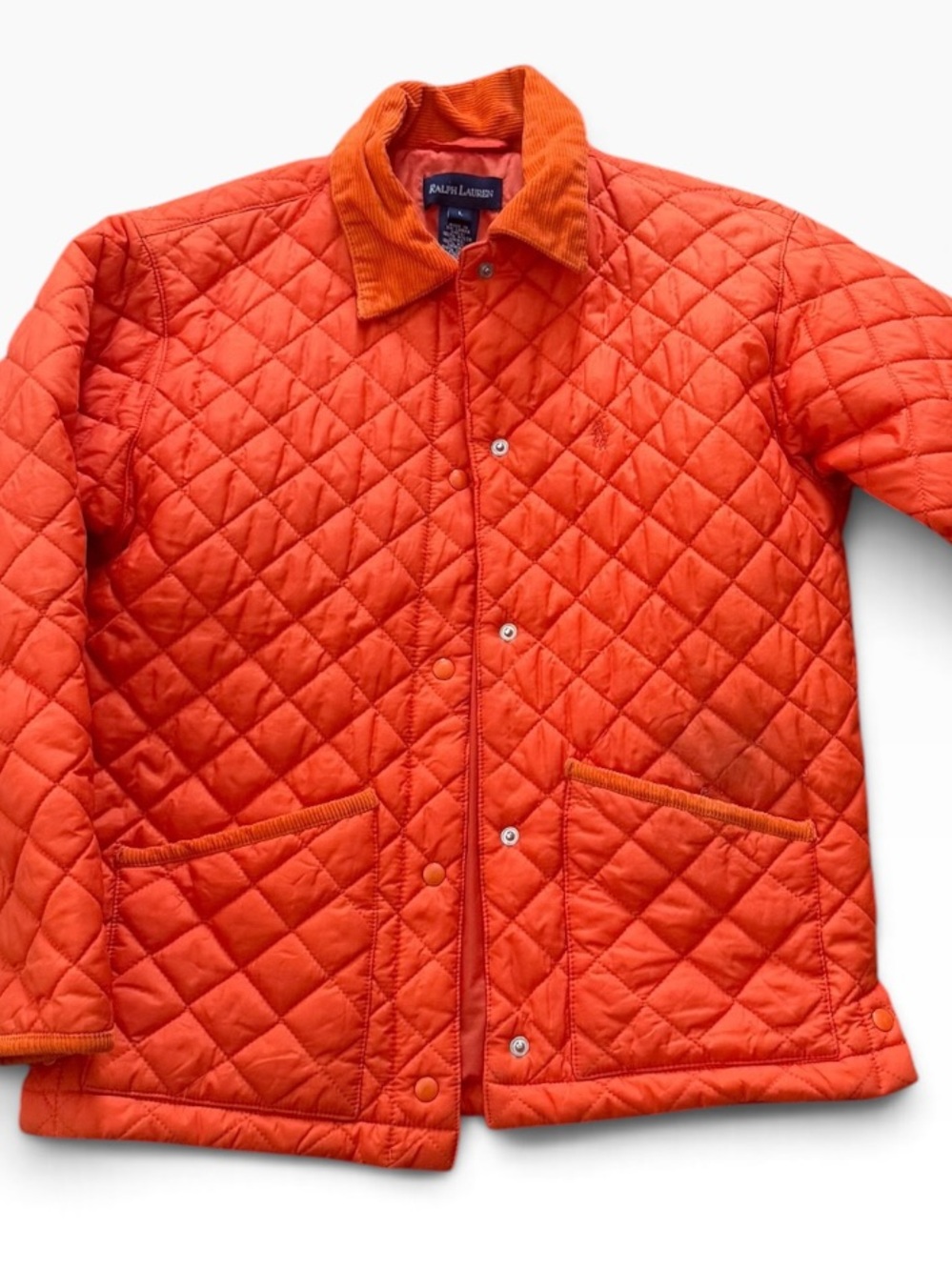Ralph Lauren Orange Quilted Corduroy-Collar Jacket